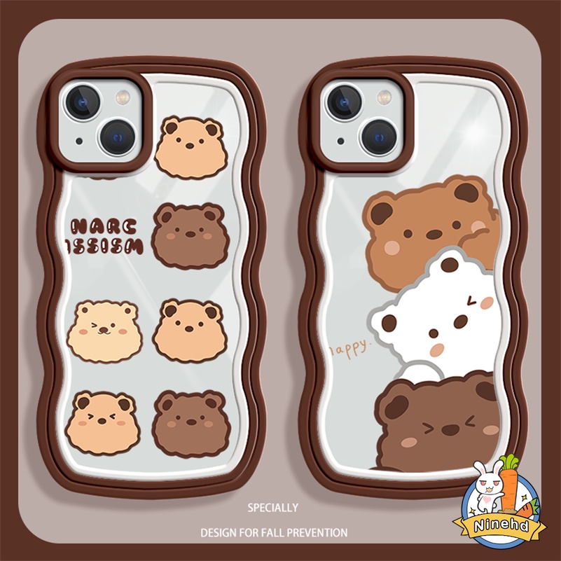 Soft Case Silikon Transparan Motif Kartun Brown Bear Untuk iPhone 14 13 12 11 Pro Max X Xr Xs Max 8 7 6 6s Plus