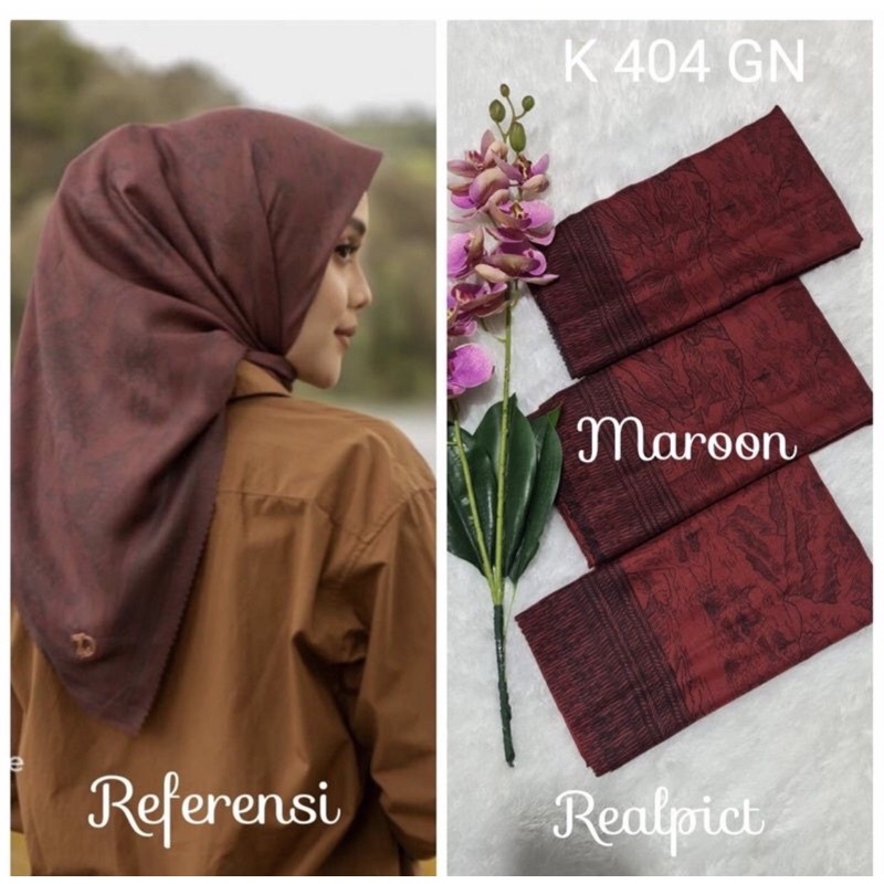 HIJAB VOAL MOTIF GUNUNG MAROON