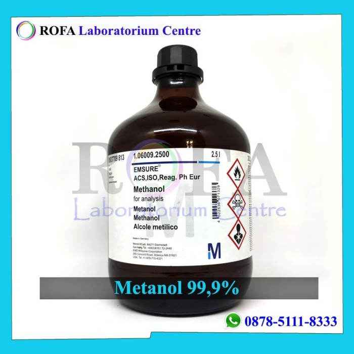 Metanol / Methanol / Metil Alkohol / CH3OH Eceran Merck 99,9% 500 mL