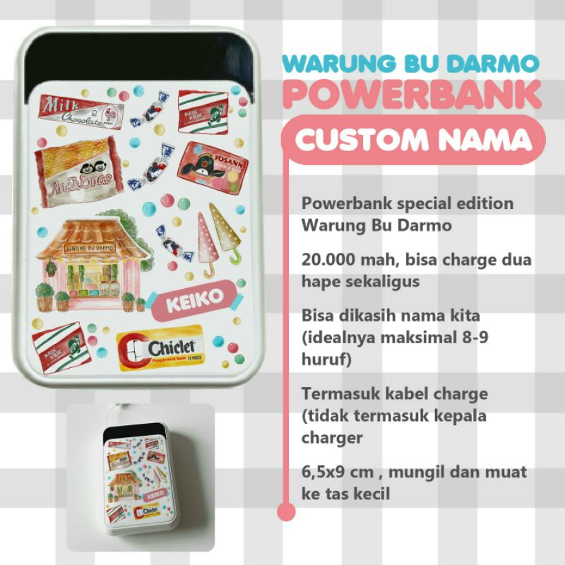 Powerbank CUSTOM NAMA Charger 20000mah Hampers