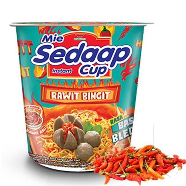 

mie sedaap cup kuah rawit bingit rasa baso bleduk