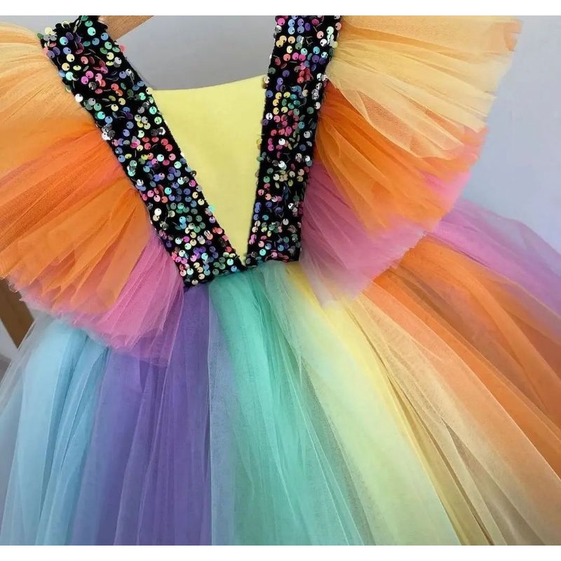 dress sayap rumbay rainbow baju pesta anak perempuan baju kondangan natal lebaran