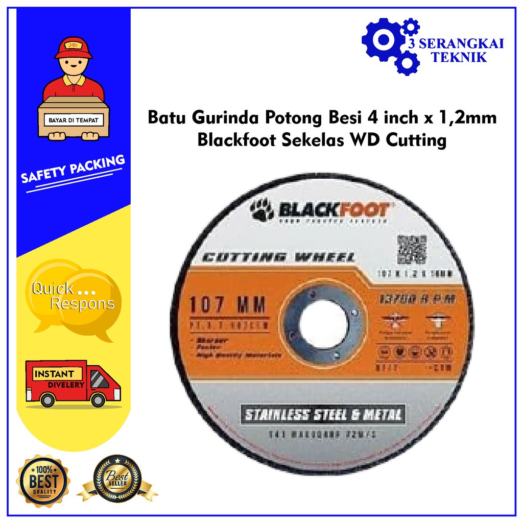 Batu Gurinda Potong Besi 4 inch x 1,2mm Blackfoot Sekelas WD Cutting