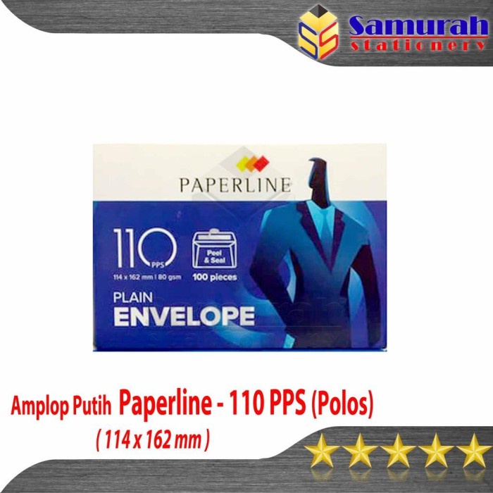 

Dijual Amplop Kertas Putih Polos Paperline 110 Pps Isi 100 ( 114 X 162 Mm ) Sale!!!