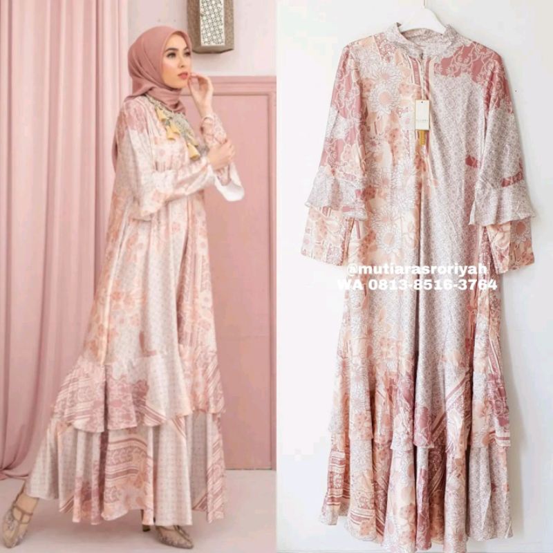 READY STOCK Elena Dress Dahlia M Wearing Klamby Wearingklamby Peach Cream