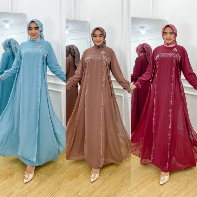 BAJU GAMIS WANITA TERBARU - GAMIS MALYSIA KOMBINASI PAYET - GAMIS MALAYSIA CERUTY BABYDOLL