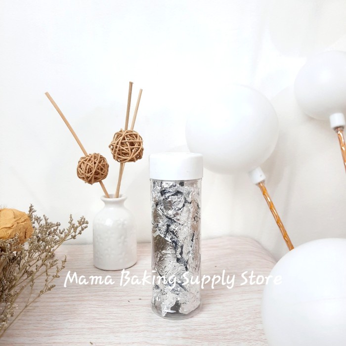 

Edible Sprinkle Kertas Gold / Silver Leaf Emas Silver Cake Topping 2g