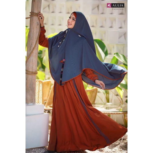 ~Set Gamis Naira Rust Grey Denim Terbaru by AULIA FASHION