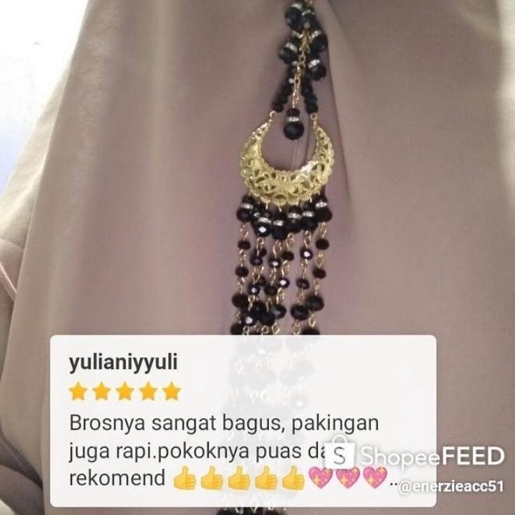 Promo Ngetrend REAL PICT BROS  DAGU JUNTAI /KRISTAL KACA/BROS DAGU HIJAB SYARI/ BROS DAGU GAMIS PESTA/HANDMADE/PANJANG 30CM/CANTIK DAN MEWAH (Tanduk)