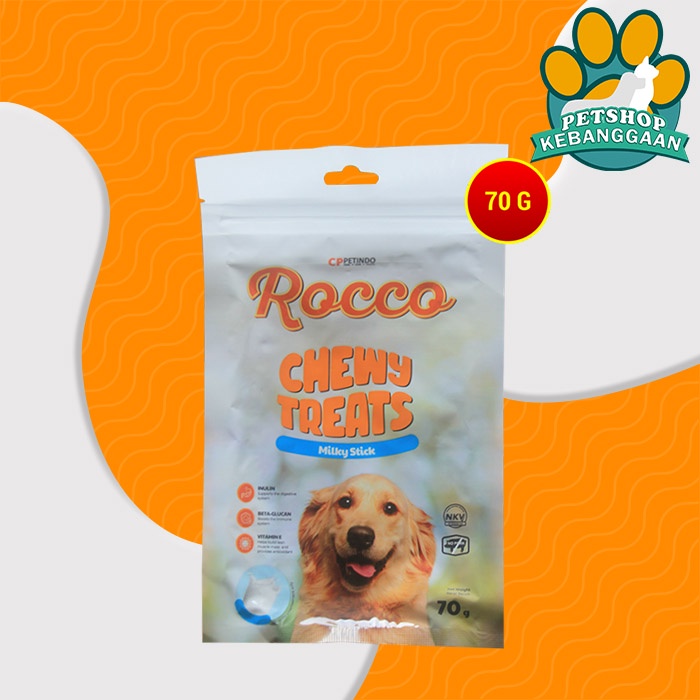 Snack Makanan Anjing Rocco Chew Dog treats Non Meat Jerky Jerhigh 70Gr