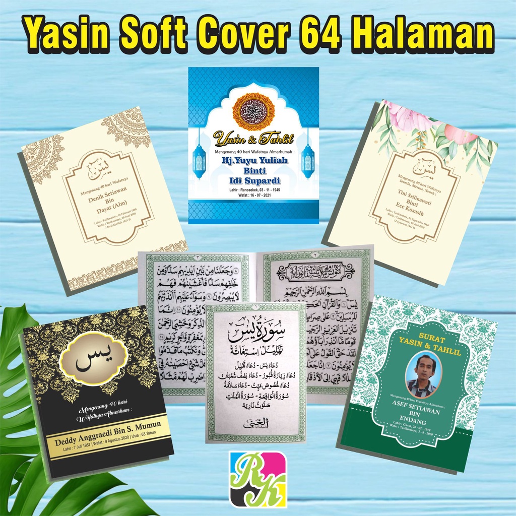 Buku Yasin dan Tahlil 64 Halaman Arab Saja Juga dilengkapi Foto Almarhum di Cover