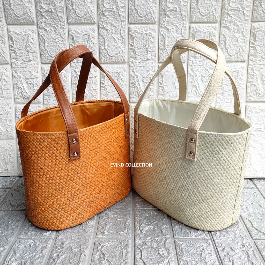 Keranjang Parcel Anyaman Pandan Ukuran L M S Model Oval Tas Hampers Lebaran | Hantaran