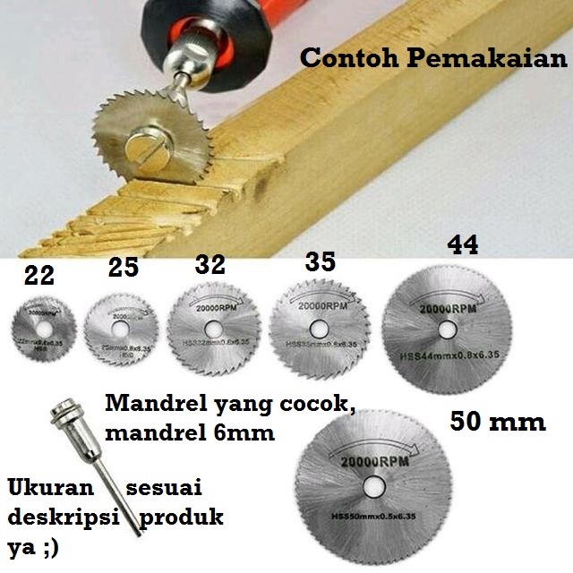 [HAEBOT] Mata Potong Gergaji Kayu Gerinda Mini Pisau Grinder Kecil 6mm 22mm 25mm 32mm 35mm 44mm 50mm Cutting Disc Circular Saw Blade Tipis Plat Cut Miniatur Wood DIY