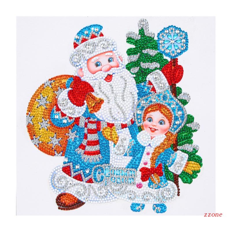 Lukisan Sulaman Berlian 5D Jahitan Bersilang Desain Santa Claus Dan Girl Model DIY