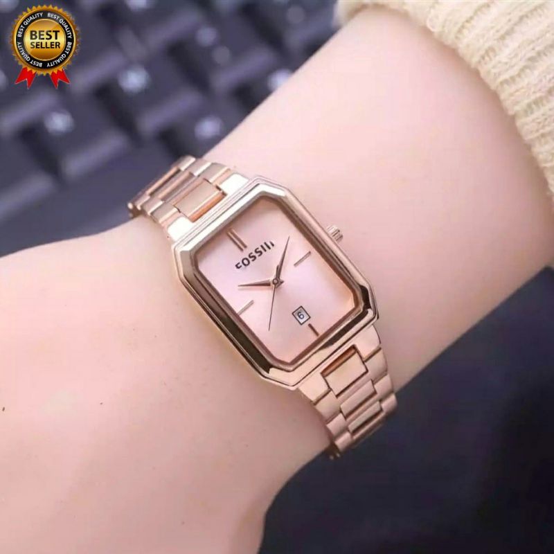 Jam Tangan Cewek Persegi (F) Fitur Tanggal Besstsellert !!  Strap Rantai Stainlees Stell_Jam Tangan Fashion Kasual cewek_Mewah Elegan Sporty Water Resistant / Jam Tangan Cewek Persegi Panjang Terbaru Free Box Dan Batrai Ready Stok / Realpick / Jam cewek