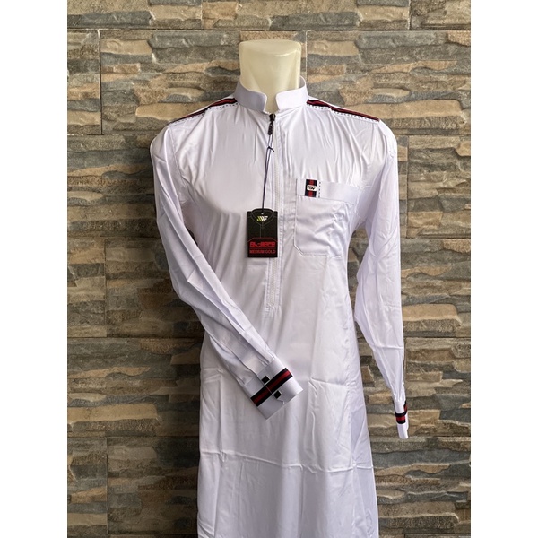 Gamis dewasa pria jubah thobe zipper Al wafa Manset