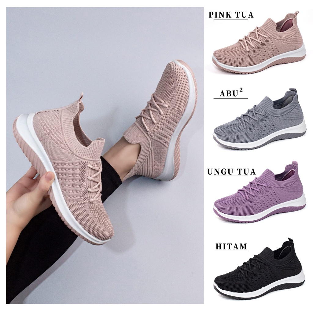 Sepatu Wanita Sneakers Bertali Wanita Import Cewek Sport Shoes Kasual Fashion Shoes Wanita A3061