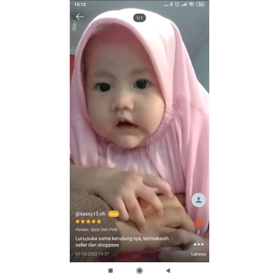 3 pcs Hijab Baby Bergo Anak Jilbab Bayi Instan Lucu 0-2 Tahun Perlengkapan Bayi Perempuan Kerudung Bayi Salihah