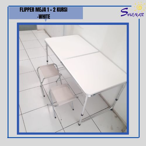 SHENAR FLIPPER TABLE MEJA LIPAT MULTIFUNGSI MEJA KOPER OUTDOOR1 DAPAT 2 KURSI