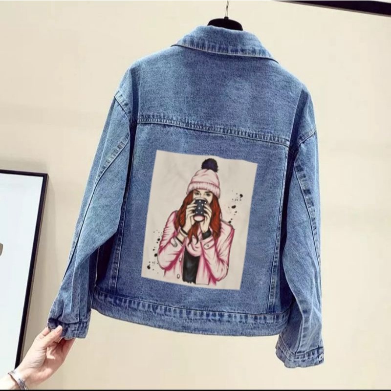 JAKET JEANS WANITA APLIKASI PRESS