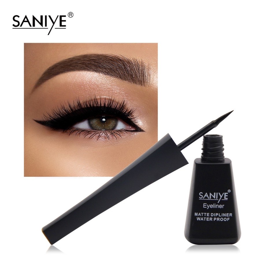 SANIYE M255 Eyeliner Cair Warna Cokelat Warna Hitam Matte Anti Air Quick Dry Liquid Eyeliner Gel