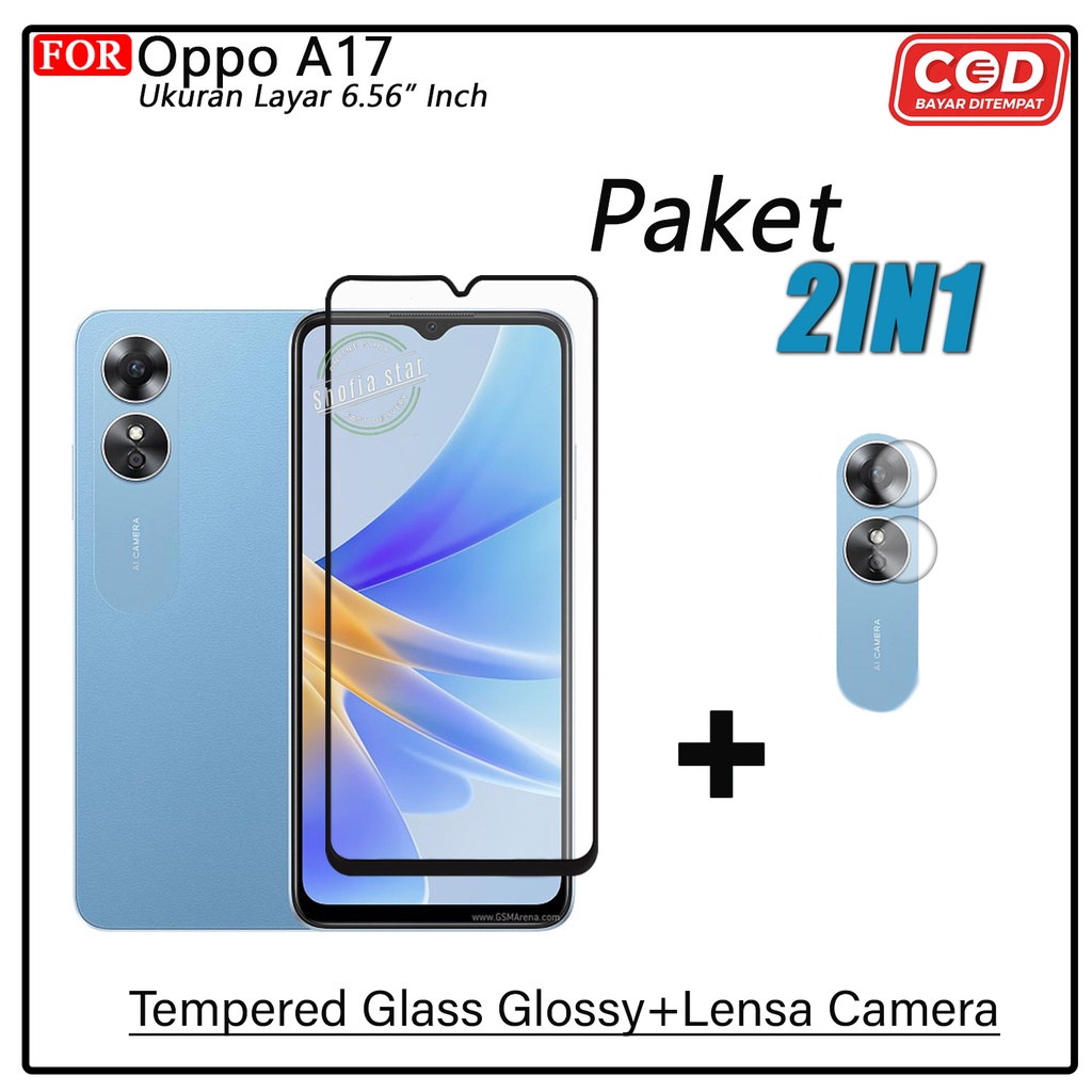 PAKET 2IN1 Tempered Glass Matte Oppo A17 A17k Anti Glare Full Layar