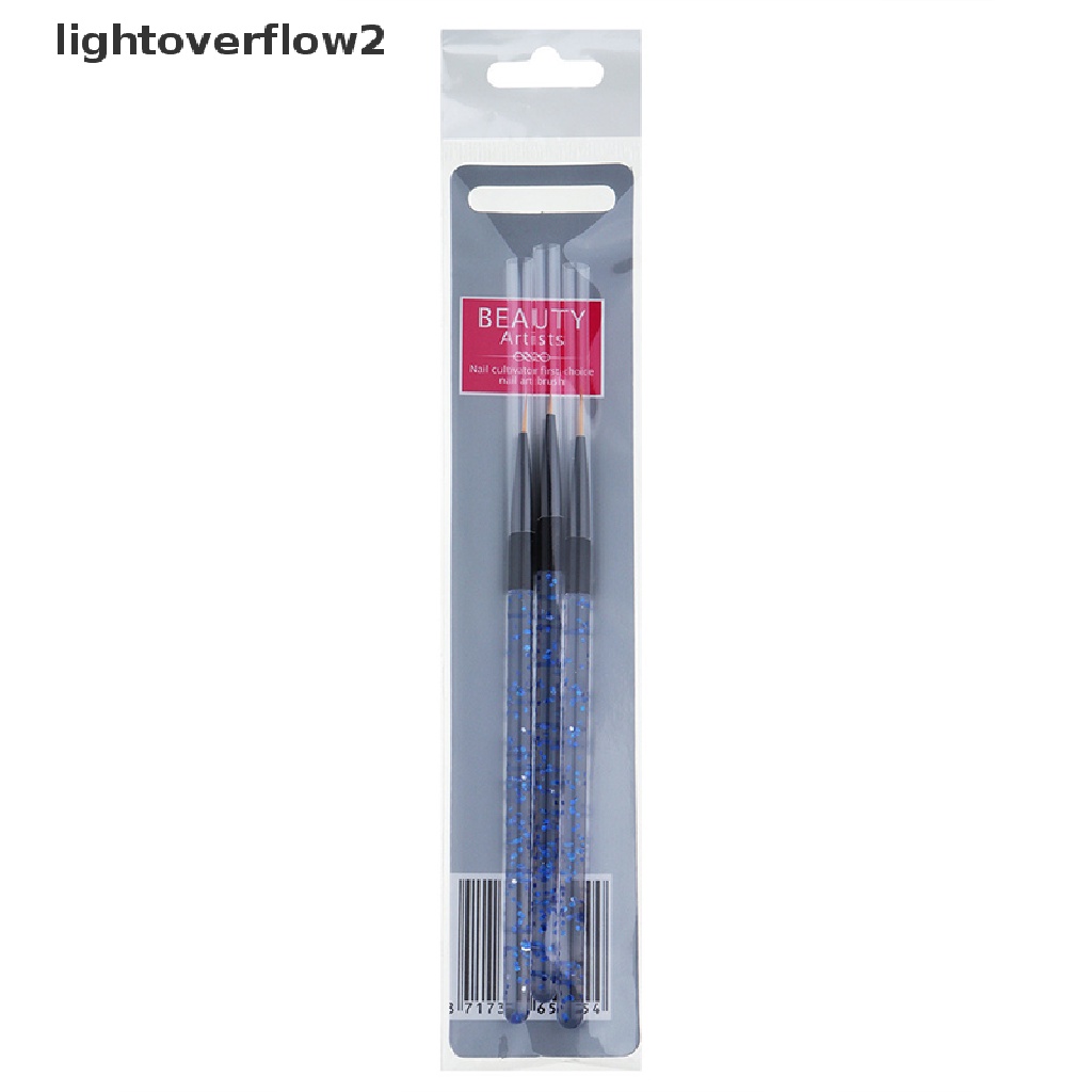 (lightoverflow2) 3pcs / Set Brush Pen Liner Kutek Gel UV Untuk Nail Art (ID)