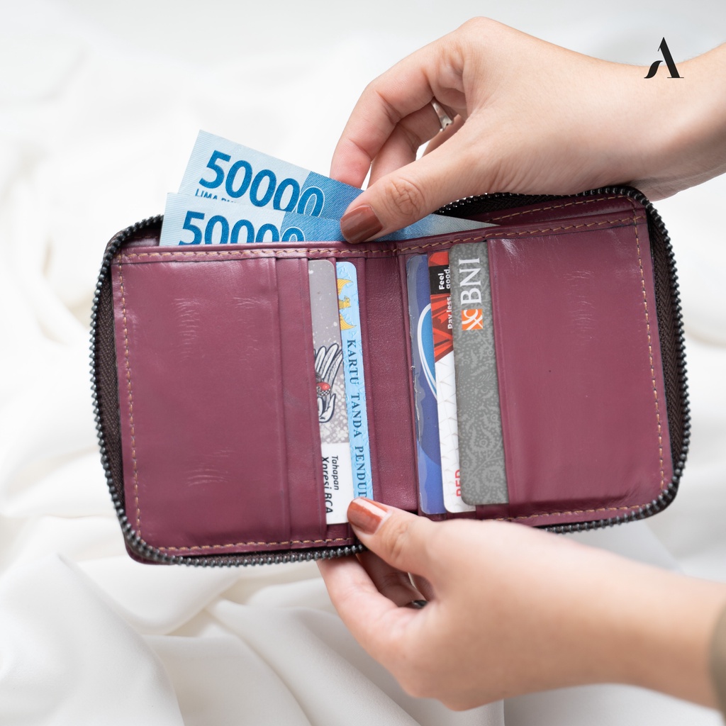 Dompet Lipat Kulit Wanita Branded Alona Vela Leather Wallet Bahan 100% Kulit Sapi Asli Premium Cewek Terbaru