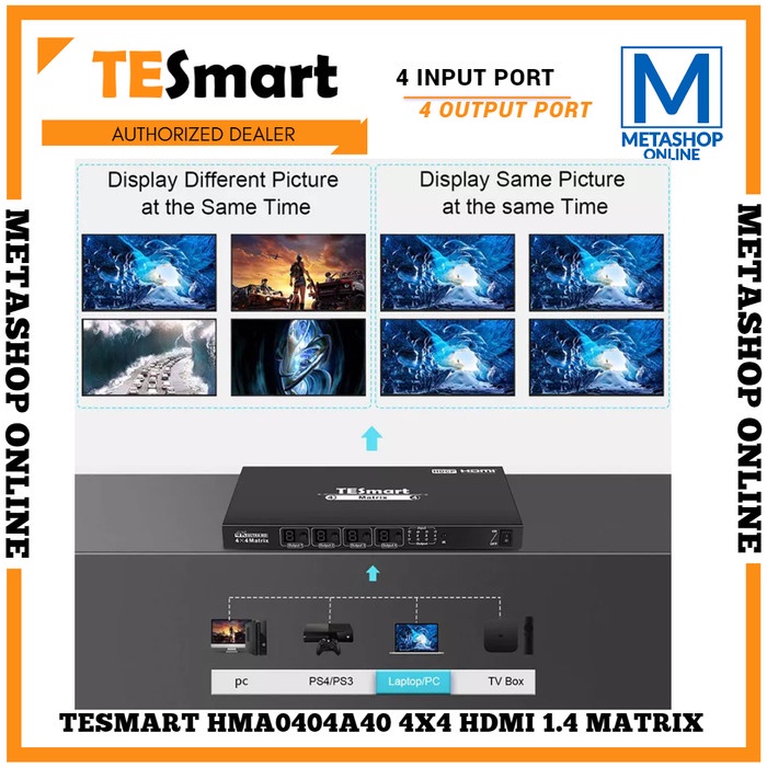 TESmart 4X4 HDMI Matrix 4 Input 4 Output Switcher Splitter 4K