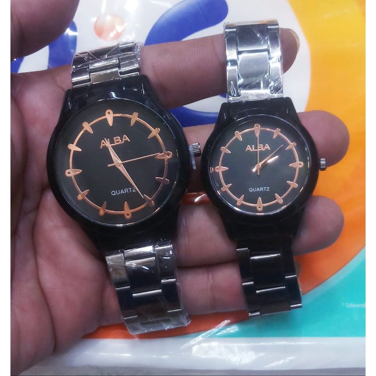 (Cod)Jam Tangan Couple Alba Crono3/Balok Strap Rantai/Stell(Dikirim Jakarta)