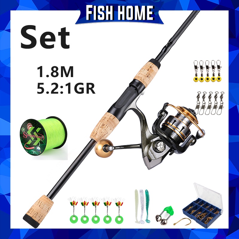 Sougayilang Set Pancing Joran Pancing Set Alat Pancing Lengka Joran Pancing Spining Laut Kolam 1.8m Siap Pakai Bahan Karbon Fiber Lembut Untuk Air Laut Fishing Rod Udang Pancing