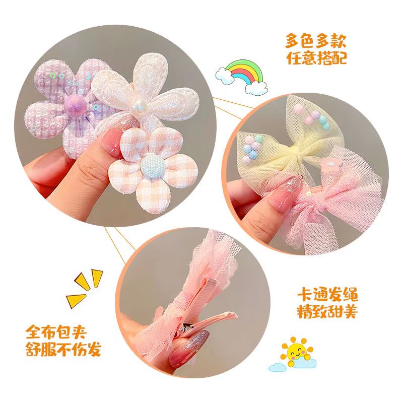 (Hello Girl)F163 10pcs/Set Jepitan Rambugt Anak PerempuanJepitan Motif Pita Bunga Gaya Korea Import