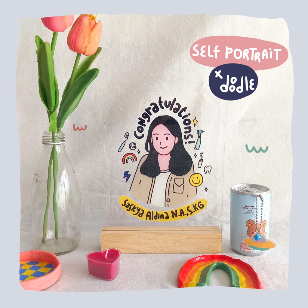 Self Portrait x doodle - Kado Ultah Acrylic Stand Kado buat Pacar Graduation Gift Couple Anniversary