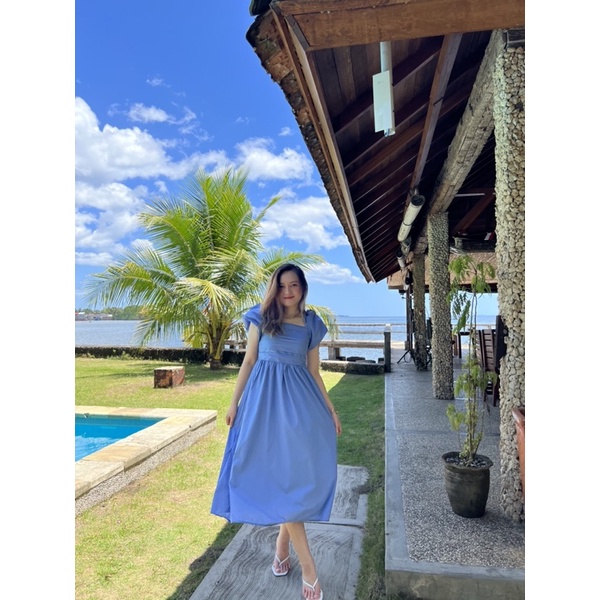 addiore SUMMER DRESS korean puffy baloon sleeves long dress lengan balon