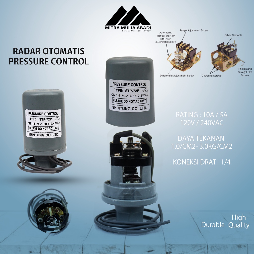 Otomatis Pressure Switch Radar Drat 1/4 Inch Otomatis Pompa Air