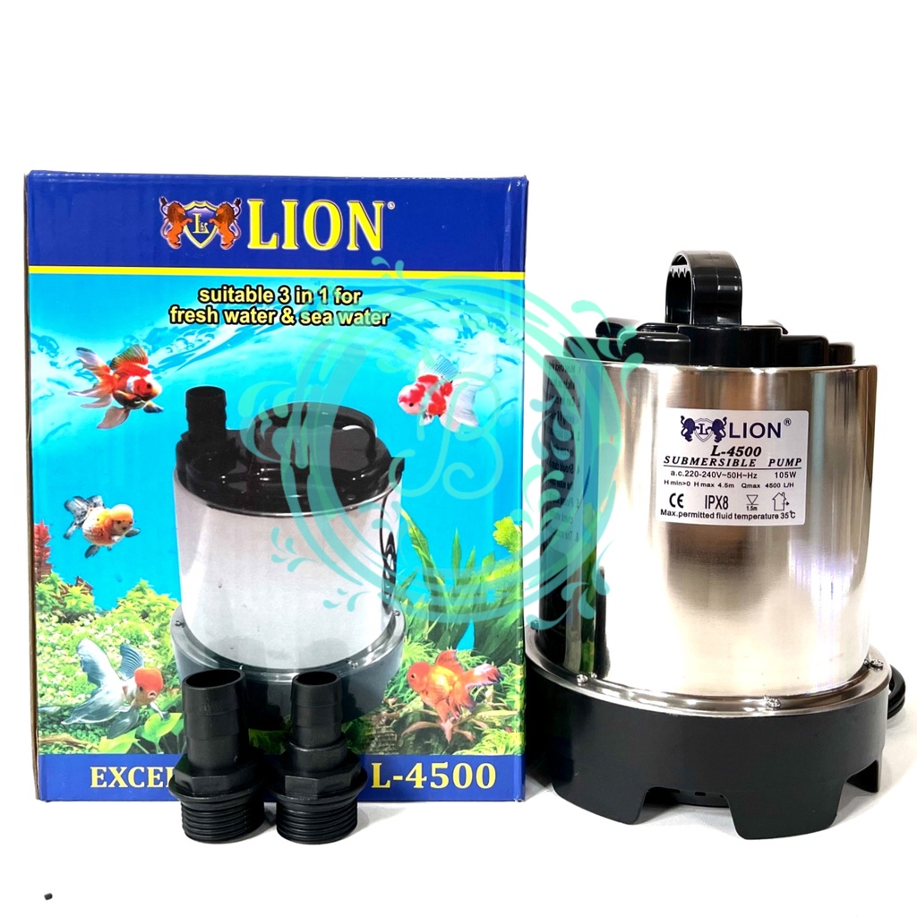 Lion L-4500 Lion 4500 Pompa Air Tawar Laut Kolam Aquarium Hidroponik Aquaponik Submersible Pump