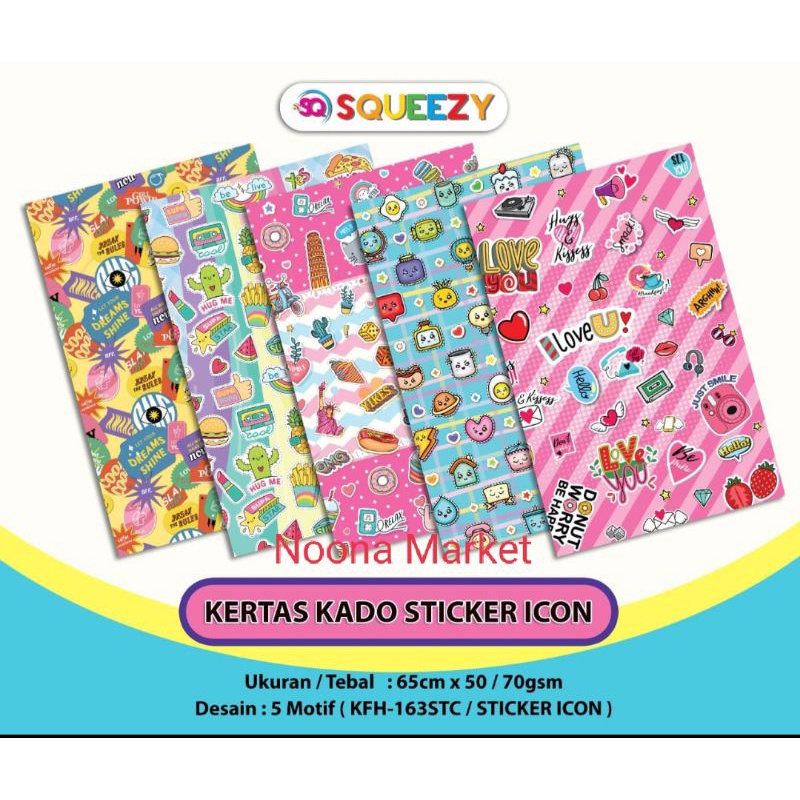 

Kertas Kado Stiker Icons / 5 Lembar / Kertas Kado Ultah / Kertas Kado HVS