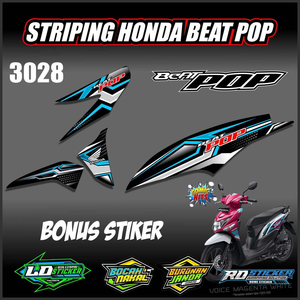 3028 Stiker Striping List Variasi Honda Beat Pop Striping Beat Pop Variasi Stiker Sticker Skotlet Sc