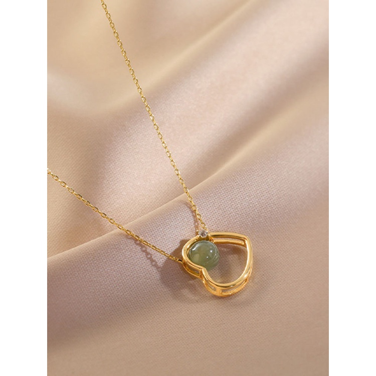 Fancyqube Kalung Liontin Ranting Bunga Chalcedony Agate Natural Untuk Wanita