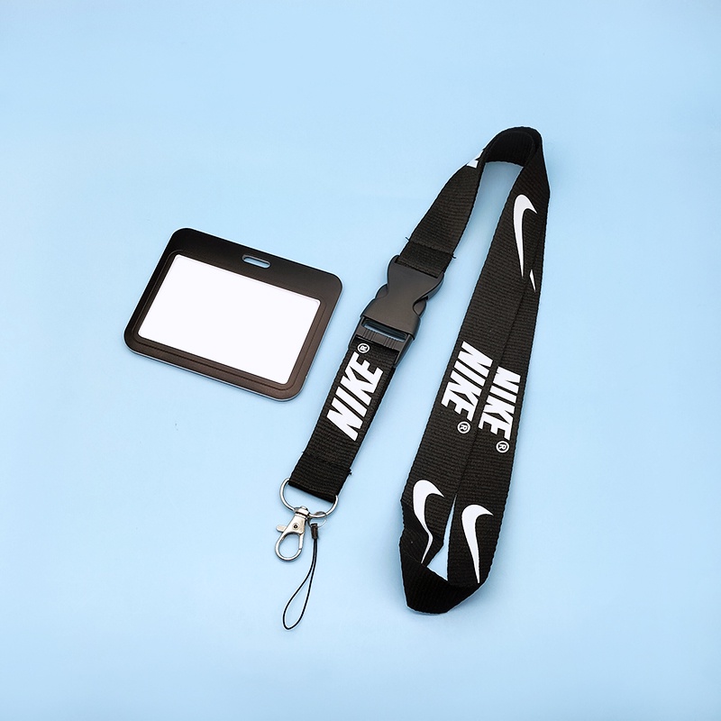 Ni-ke Logo Horizontal Badge Holder Dengan Lanyard Leher Gantungan Kunci ID Card Pelindung Case Kerja Siswa Name Tag Key Ring