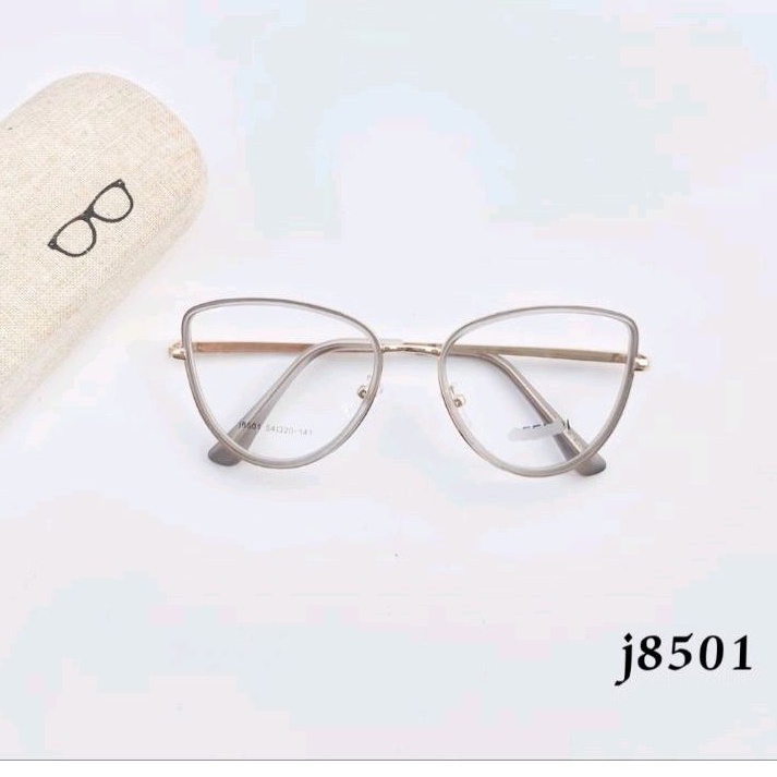 Frame Kacamata Cat eye j8501 Paket Lensa + Antiradiasi Minus | Kaca mata Wanita Anti UV Photocromic