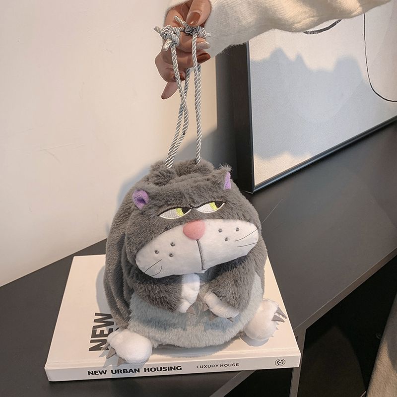 Sera Impor Kartun Lucu Lucifer Cat Tas Multi-Tujuan Bahu All-Match Messenger Boneka Mewah Tas Wanita Serut Saku