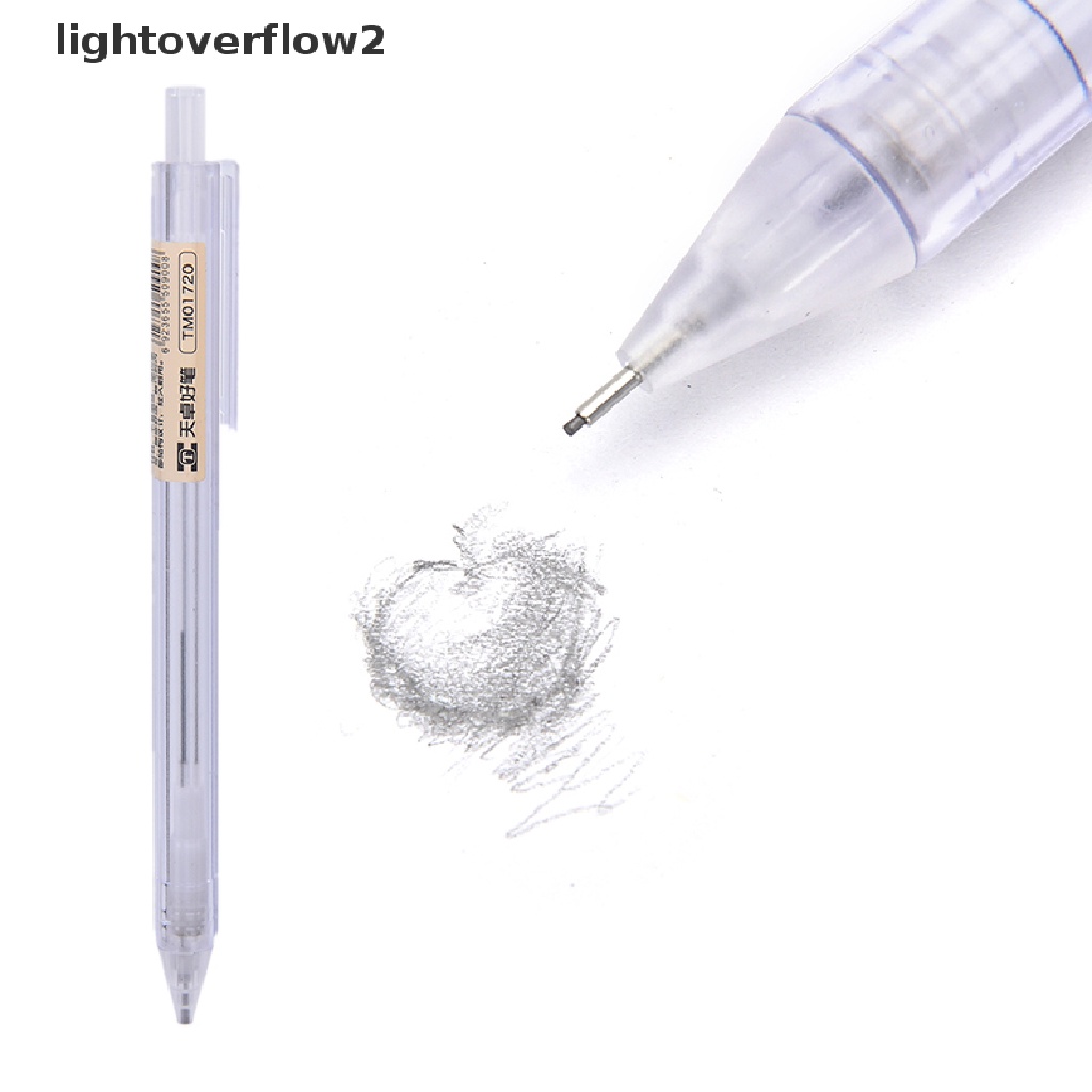 Lightoverflow2 Pensil Mekanik Otomatis 0.5mm Bahan Plastik Transparan Untuk Stationery Anak