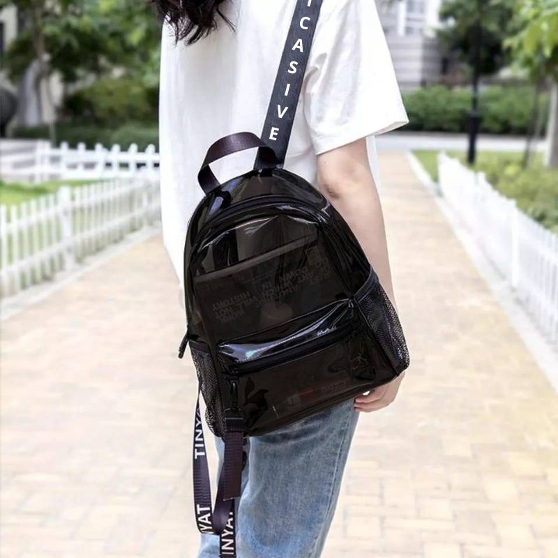 ( COD ) TAS RANSEL WANITA TRANSPARAN MICASIVE-Hitam