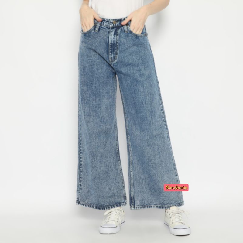 CELANA JEANS HIGHWAIST KULOT SNOW PREMIUM