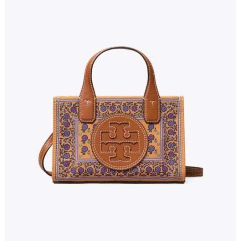 TB Ella Printed Mini In Brown Floral Daisy Border - Tas Cewek Branded Original