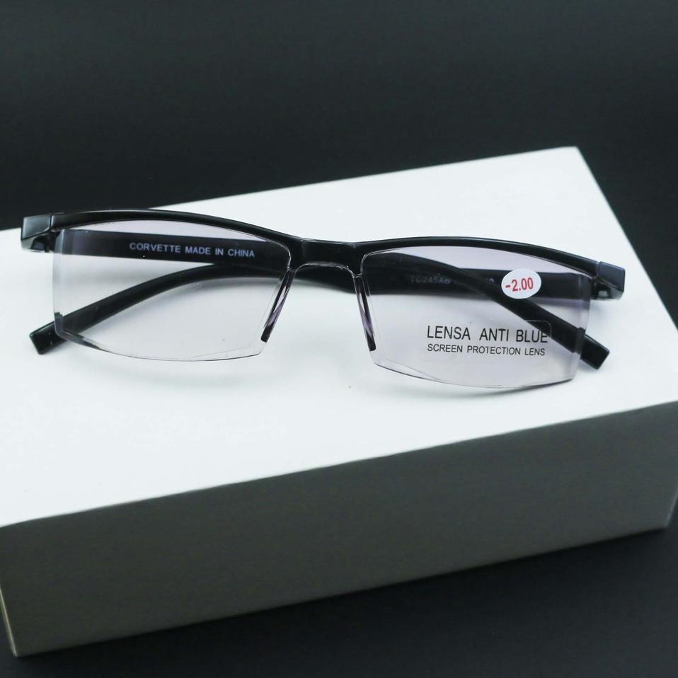 Murah 245/KACAMATA MINUS LENSA HITAM GRADIASI/KACAMATA MINUS FRAMELESS TANPA FRAME/KACAMATA MINUS RA
