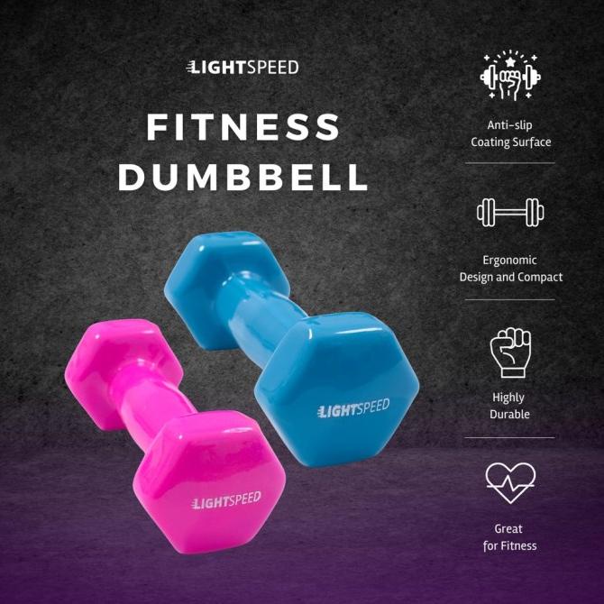 LIGHTSPEED Dumbell 1Kg / Barbel Mini 1 Kg/ Barbel Wanita / Vinyl Cewek