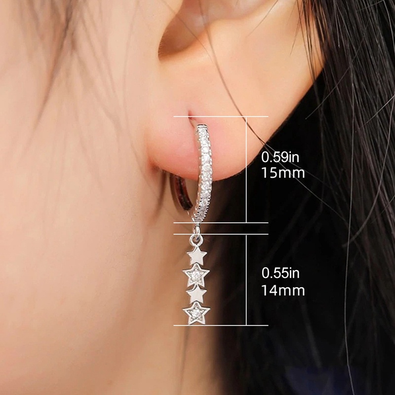 Fancyqube Anting Hoop Menjuntai Bentuk Bintang Untuk Wanita