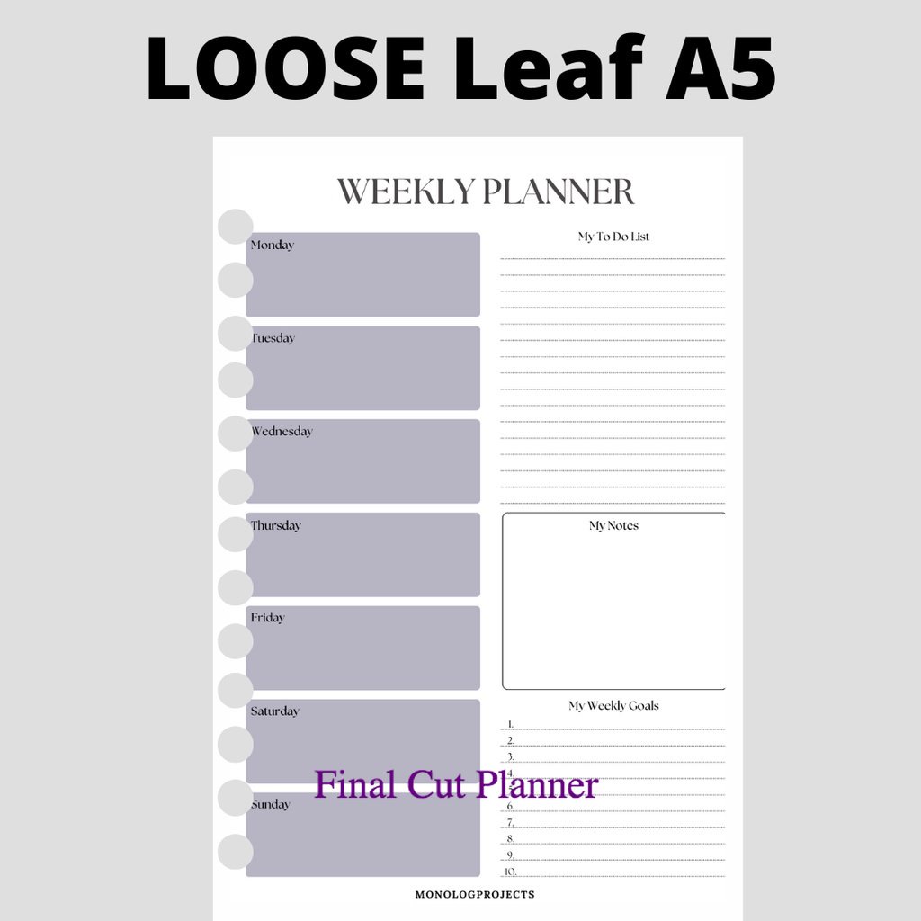 

Loose Leaf A5 - Weekly Planner A5 Tema Blue Sky By Monologprojects .